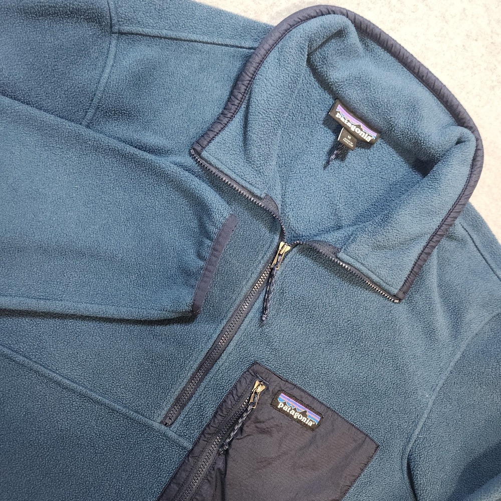 Patagonia Jacket Mens Medium M Blue Microdini 1/2 Zip Fleece Pullover Sweater